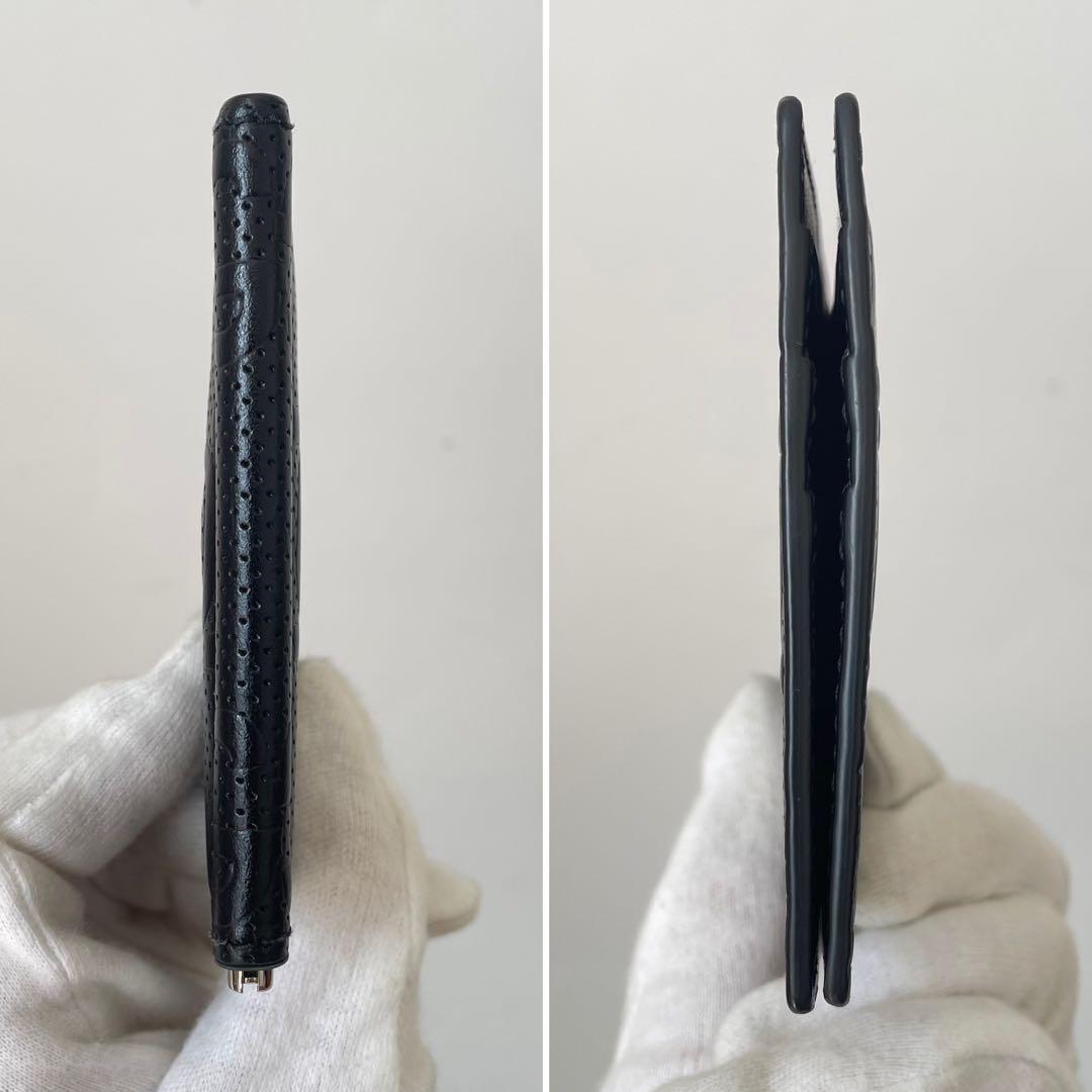 【未使用級★箱付き】GUCCI グッチ マネークリップ カードケース GG ビッグロゴ デカロゴ エンボス パンチング レザー 黒 676656_画像5