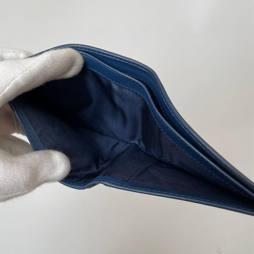 【極美品】PRADA プラダ 二つ折り財布 札入れ カード入れ 三角ロゴ トライアングル ソフトカーフレザー ネイビー 紺 2MO513_画像7