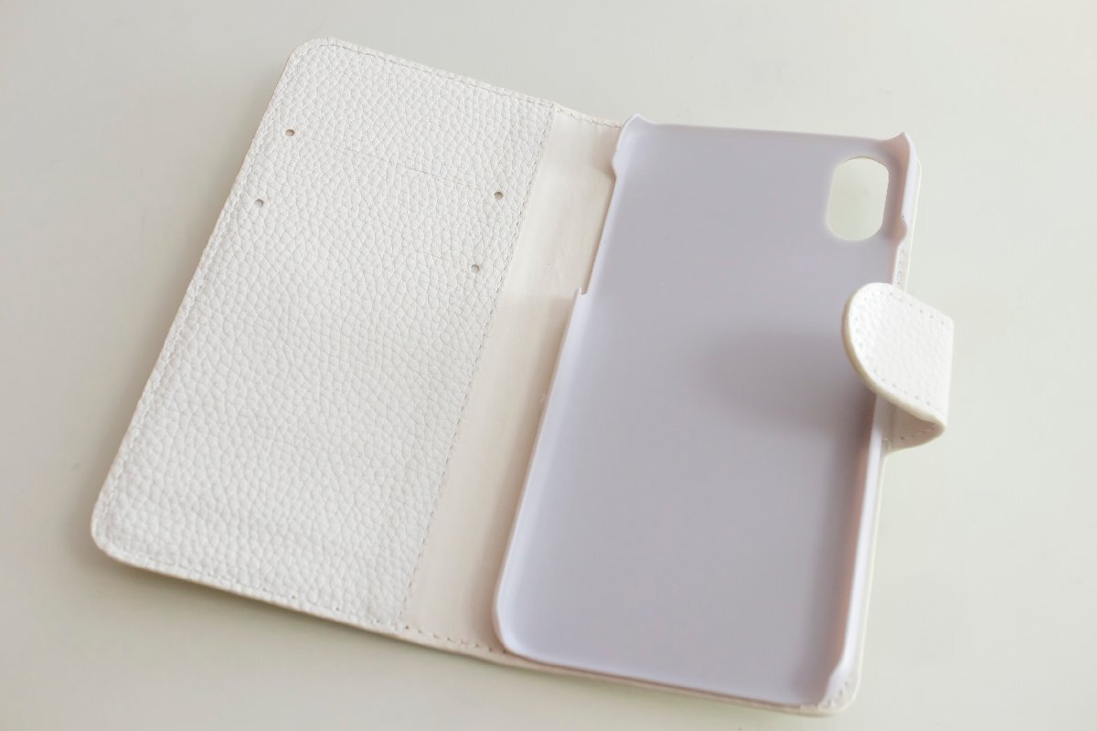 訳あり iPhoneX iPhoneXs 手帳 ケース 新品 合皮 ホワイト_画像3