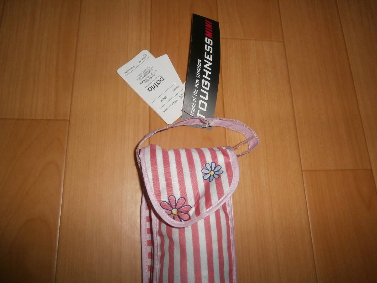 即決★新品★折り畳み傘★グラスファイバー骨　ストライプ　ピンク★親骨長さ55センチ★レディース女児女の子小学生中学生高校生大学生_画像2