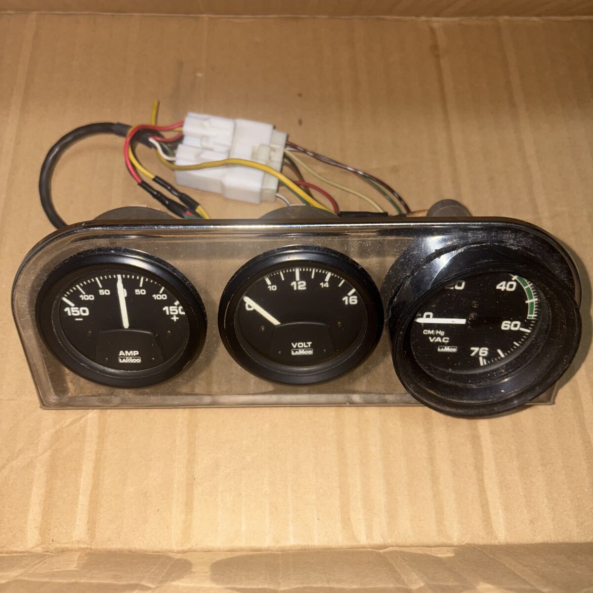 当時物　ラムコ　3連メーター　電圧計　電流計　バキューム計　52パイ_画像1