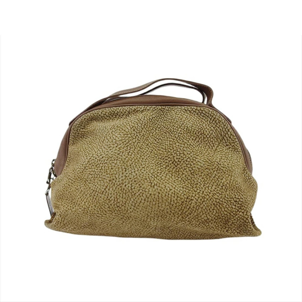 ボルボネーゼ BORBONESE ハンドバッグ うずら柄 ブラウン×ベージュ×ゴールド レディース 中古_画像1