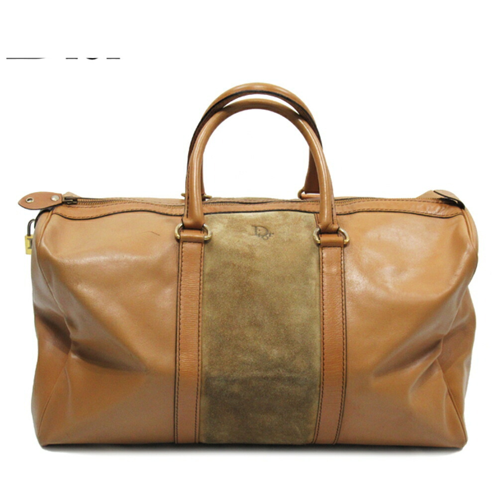 ディオール Dior ボストンバッグ ロゴ ベージュ ゴールド レディース 中古