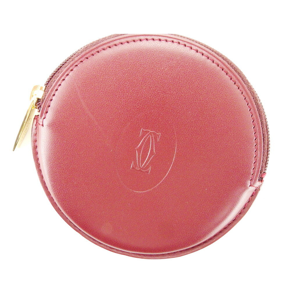 カルティエ CARTIER コインケース マストライン ラウンドフォルム ボルドー ゴールド レディース 中古_画像1