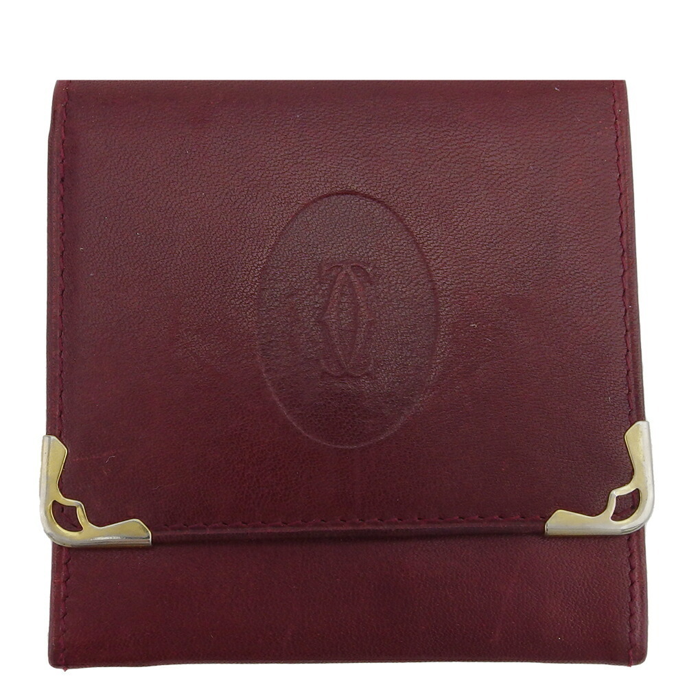 【30%OFFクーポン】カルティエ CARTIER コインケース マストライン ボルドー ゴールド レディース 中古_画像1
