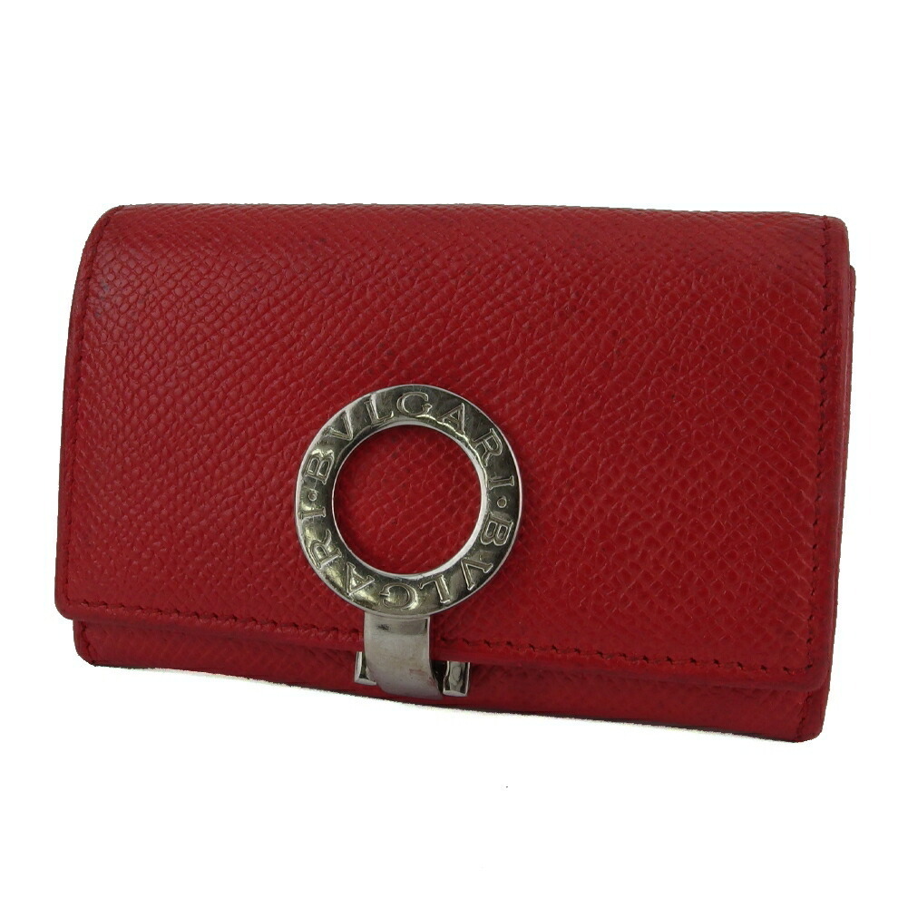 【30%OFFクーポン】ブルガリ BVLGARI コインケース ブルガリブルガリ ロゴクリップ レッド シルバー レディース 中古_画像1