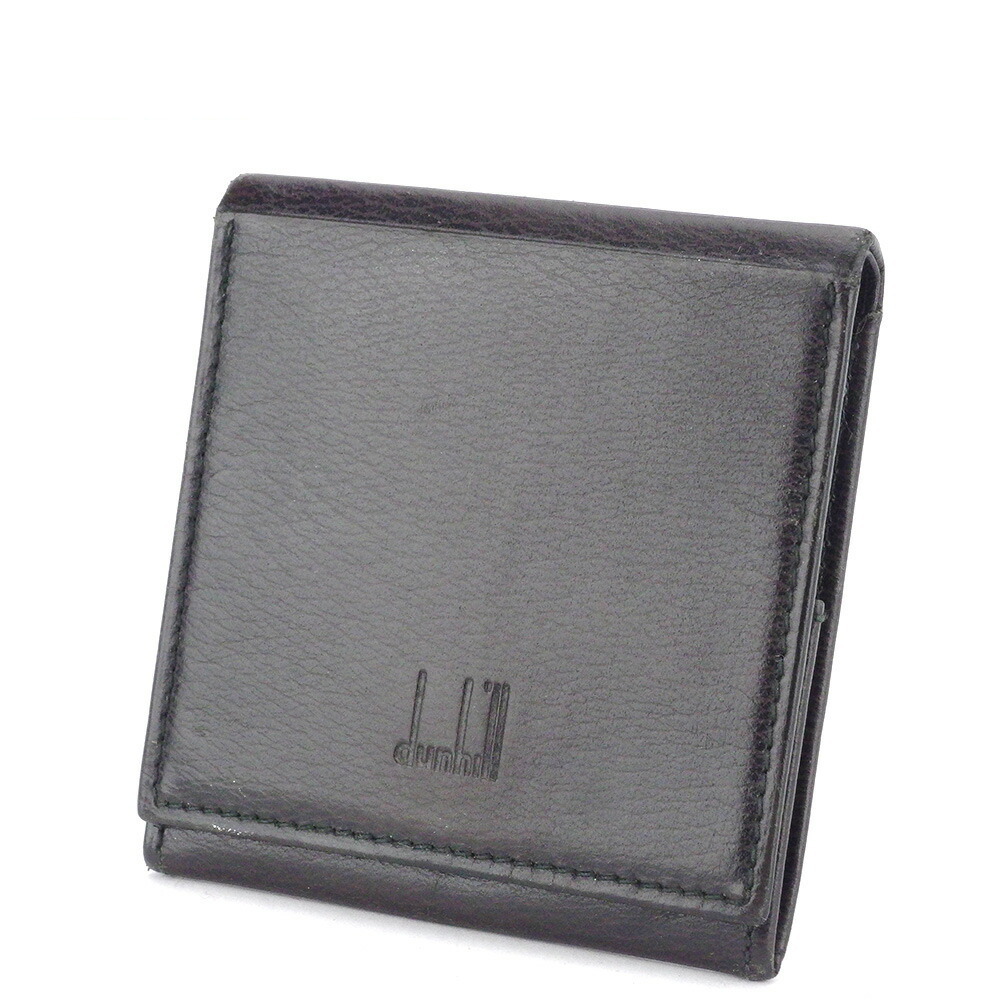 ダンヒル Dunhill コインケース ロゴ スクエアフォルム ブラウン ブラック レディース 中古_画像1