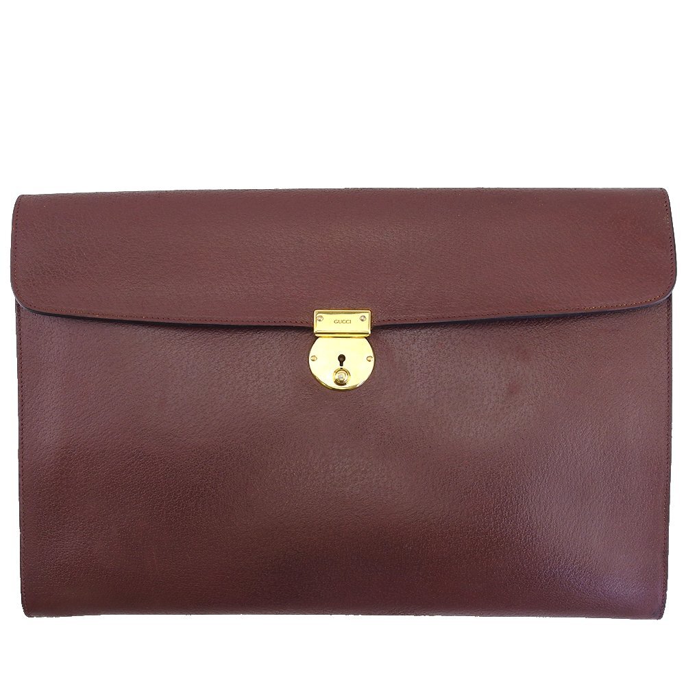 【30%OFFクーポン】グッチ GUCCI ビジネスバッグ ロゴプレート オールドグッチ ブラウン レディース 中古_画像1