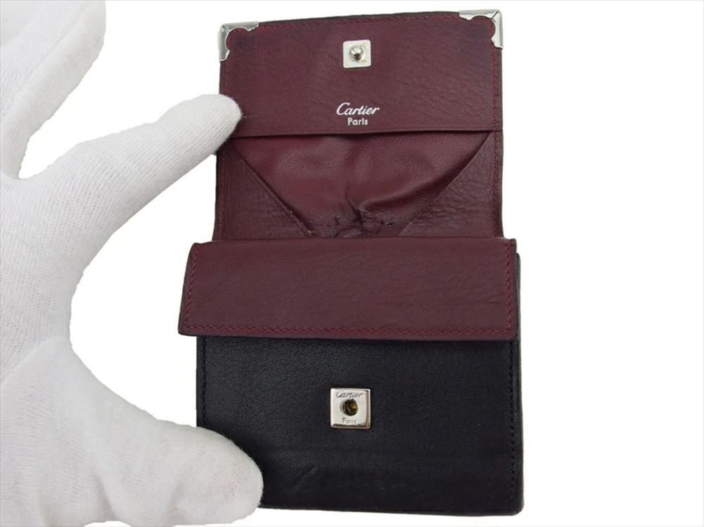 【30%OFFクーポン】カルティエ CARTIER コインケース カボション ブラック シルバー レディース 中古_画像5