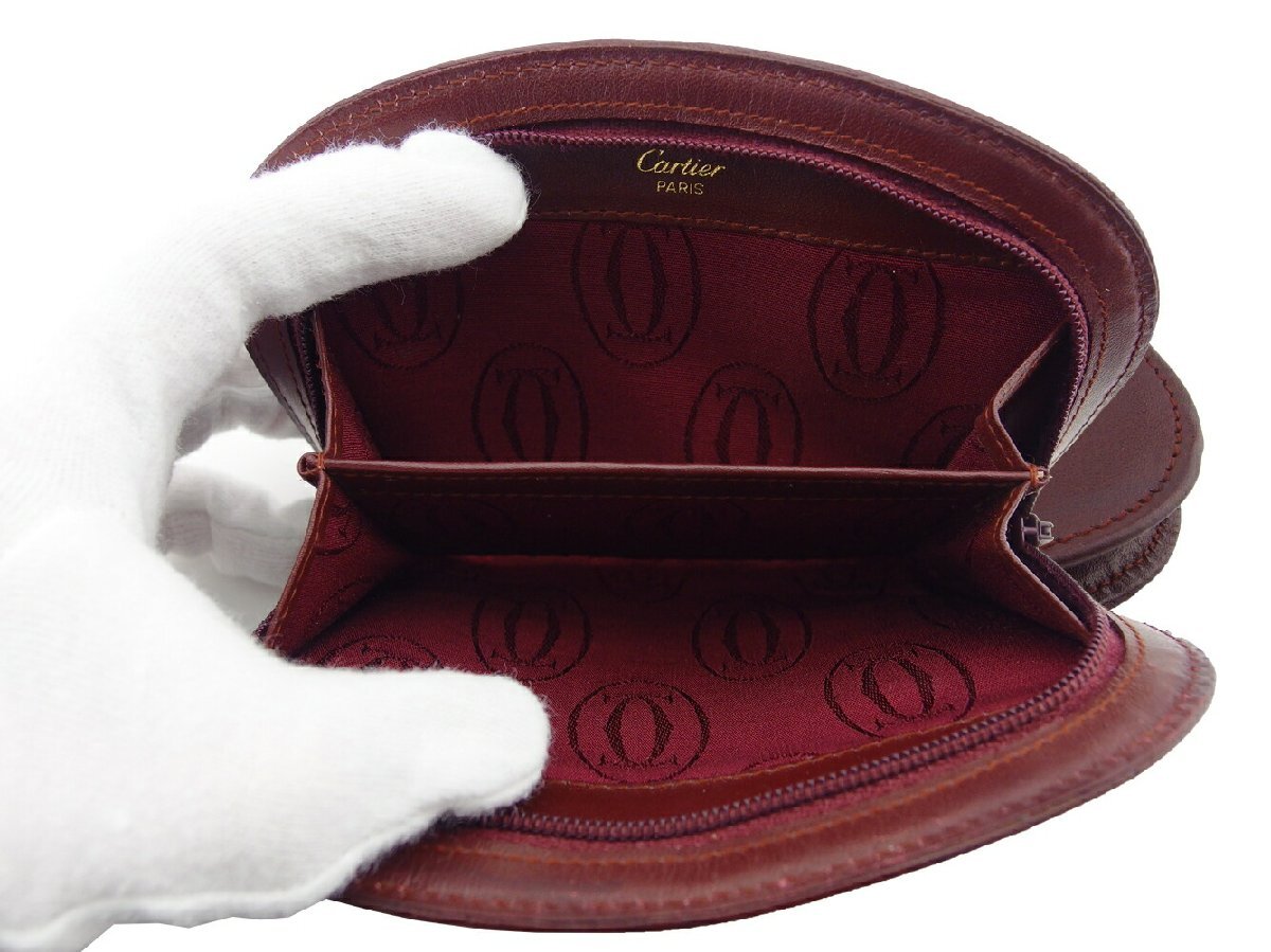 カルティエ CARTIER コインケース マストライン ボルドー ゴールド レディース 中古_画像7