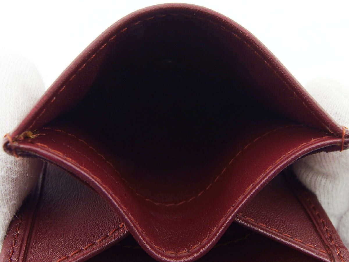 カルティエ CARTIER コインケース マストライン スクエアフォルム ボルドー ゴールド レディース 中古_画像6
