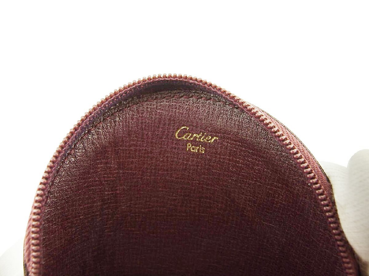 カルティエ CARTIER コインケース マストライン ラウンドフォルム ボルドー ゴールド レディース 中古_画像5