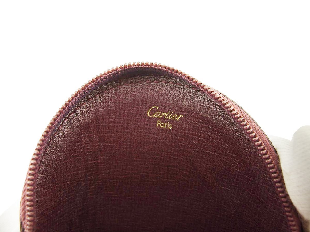 カルティエ CARTIER コインケース マストライン ラウンドフォルム ボルドー ゴールド レディース 中古_画像6