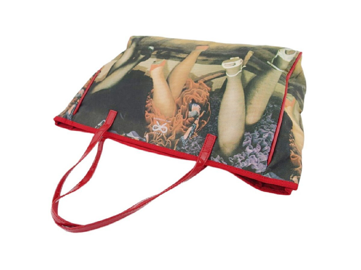 アニヤ?ハインドマーチ Anya Hindmarch トートバッグ 転寫プリント ベージュレッドブラック レディース 中古