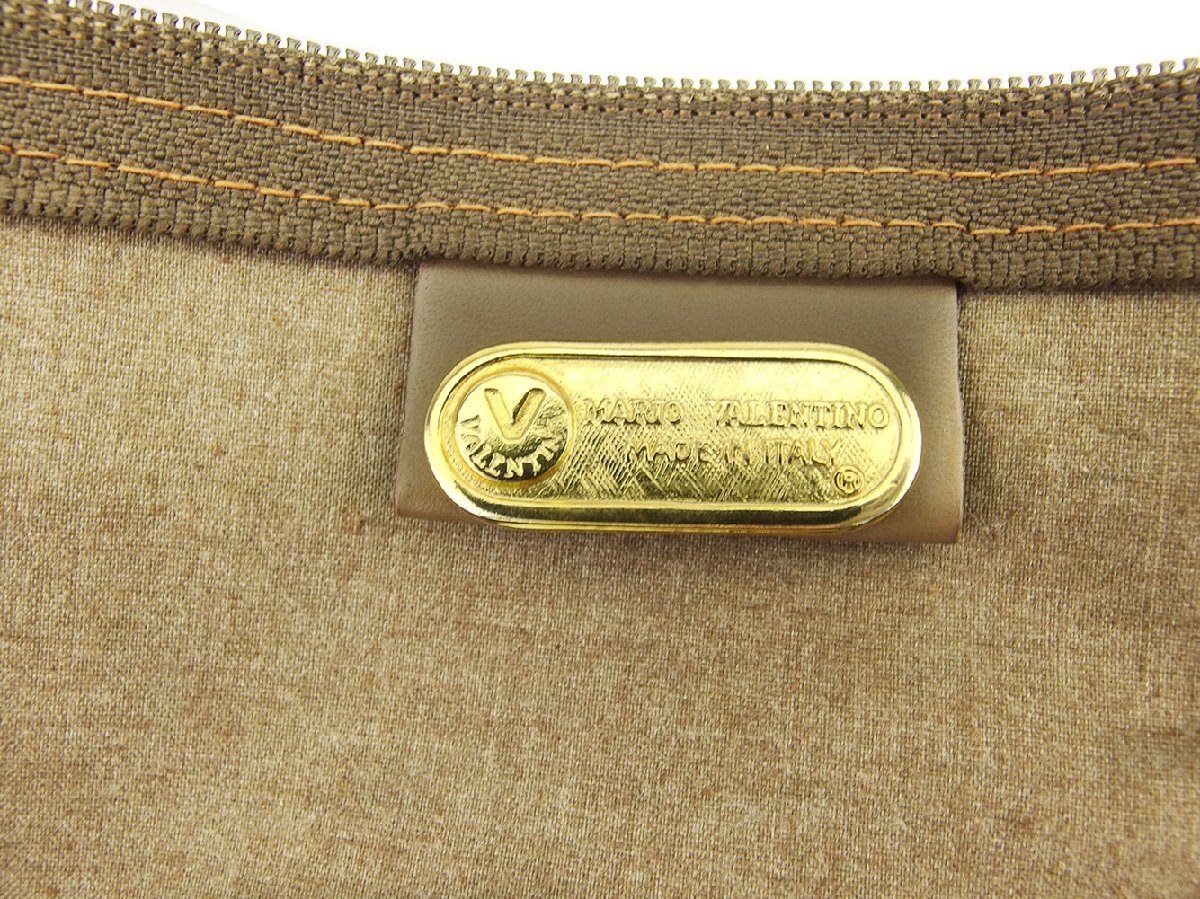 マリオ?ヴァレンティノ MARIO VALENTINO ボストンバッグ Vマーク ブラウン ゴールド シルバー レディース 中古