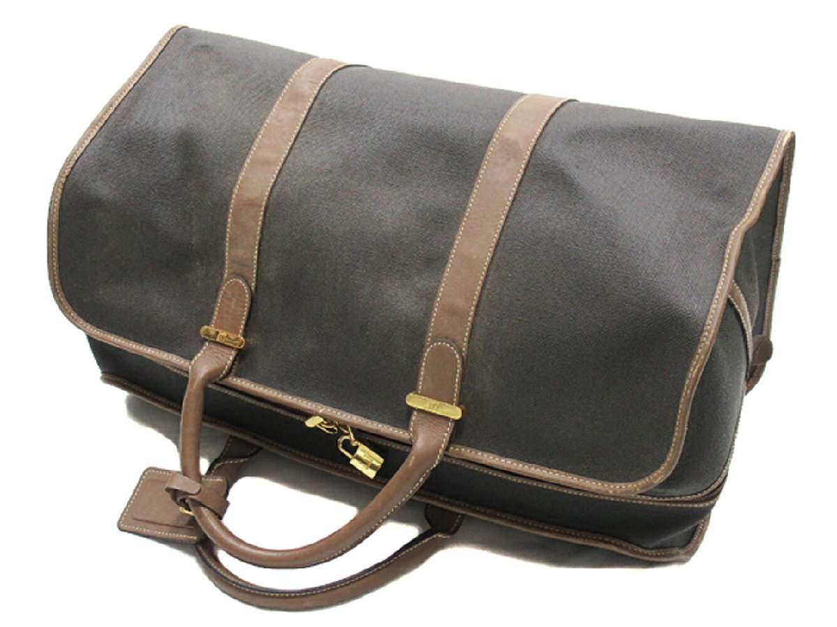 ダンヒル Dunhill ボストンバッグ ヘリンボーン グレー 灰色 ブラウン ゴールド レディース 中古