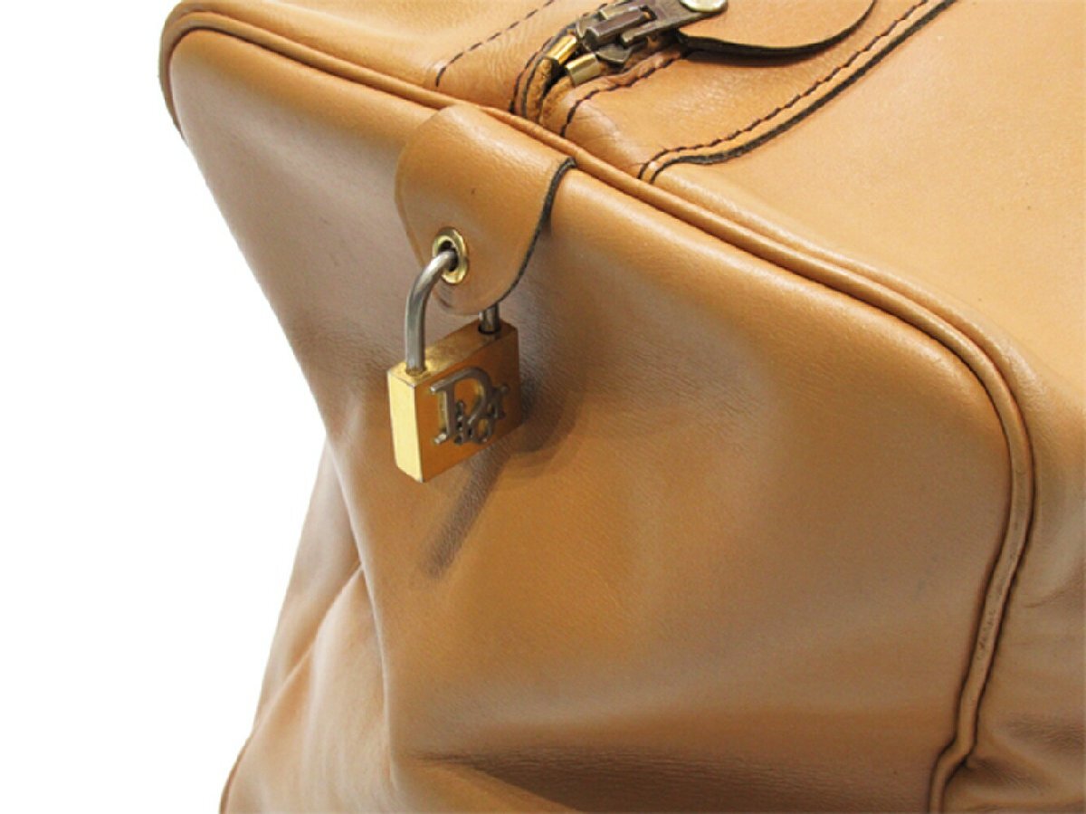 ディオール Dior ボストンバッグ ロゴ ベージュ ゴールド レディース 中古