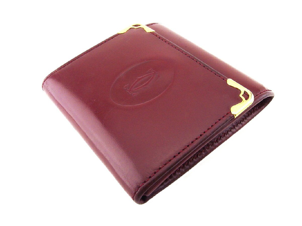 カルティエ CARTIER コインケース マストライン ボルドー ゴールド レディース 中古_画像2