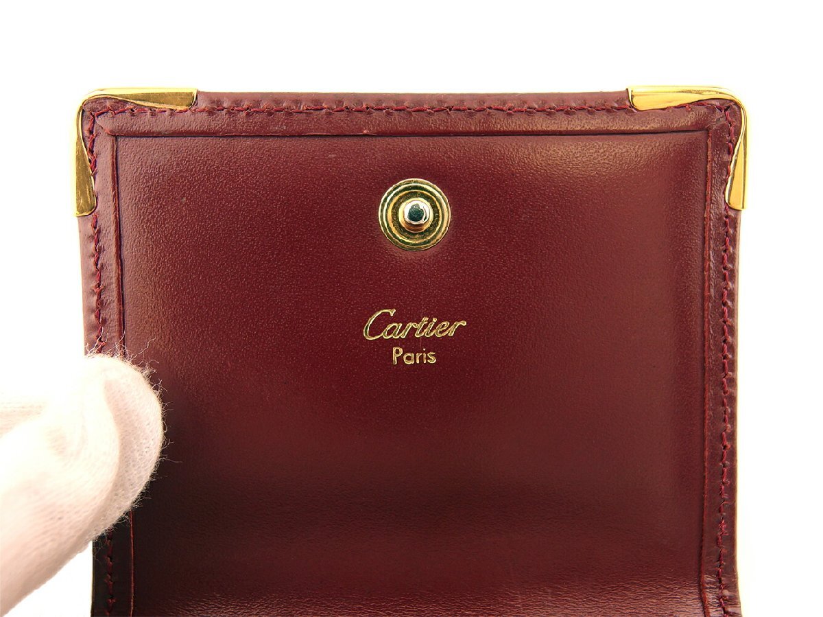 カルティエ CARTIER コインケース マストライン ボルドー ゴールド レディース 中古_画像6