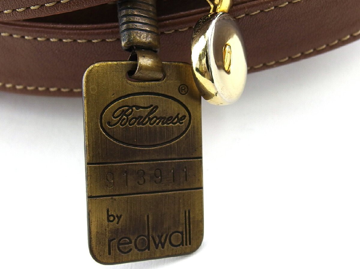 ボルボネーゼ BORBONESE ハンドバッグ うずら柄 redwallタグ付き ブラウン ベージュ ゴールド レディース 中古_画像7