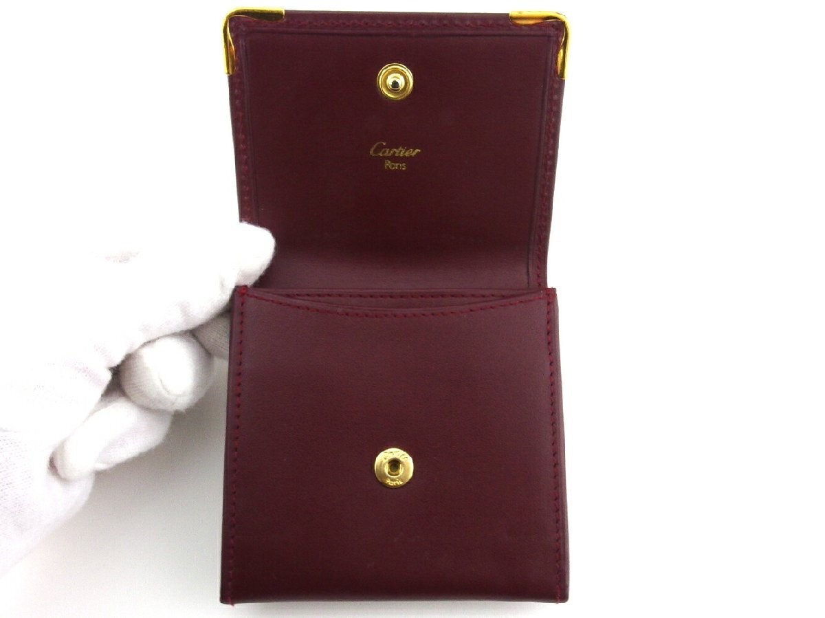 カルティエ CARTIER コインケース マストライン ボルドー ゴールド レディース 中古_画像4
