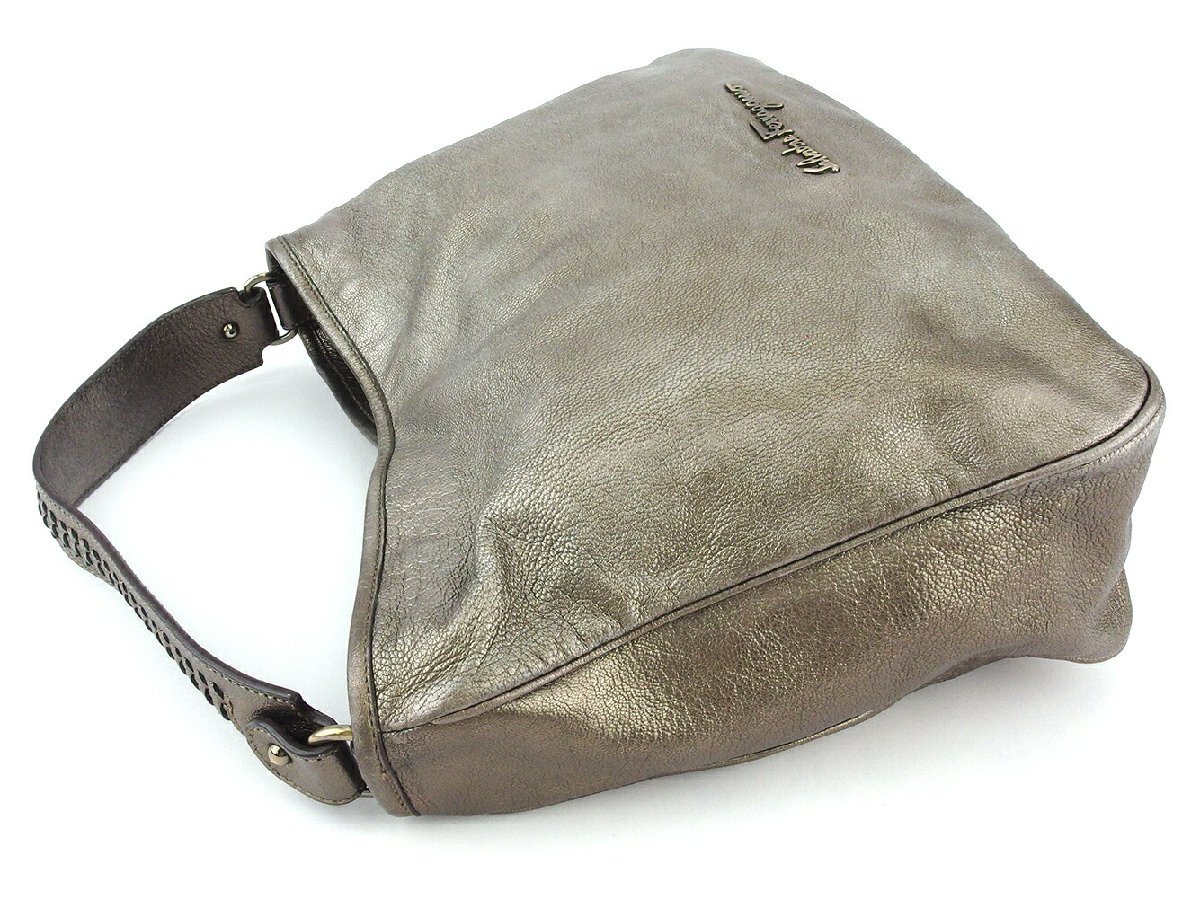 サルヴァトーレフェラガモ Salvatore Ferragamo ハンドバッグ ロゴ シルバー ブラウン ゴールド レディース 中古