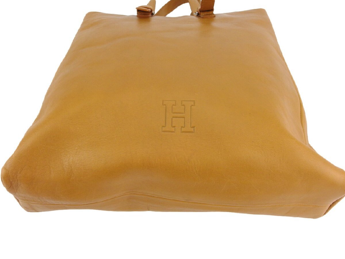 ヒロフ HIROFU トートバッグ Hマーク ライトブラウン シルバー レディース 中古