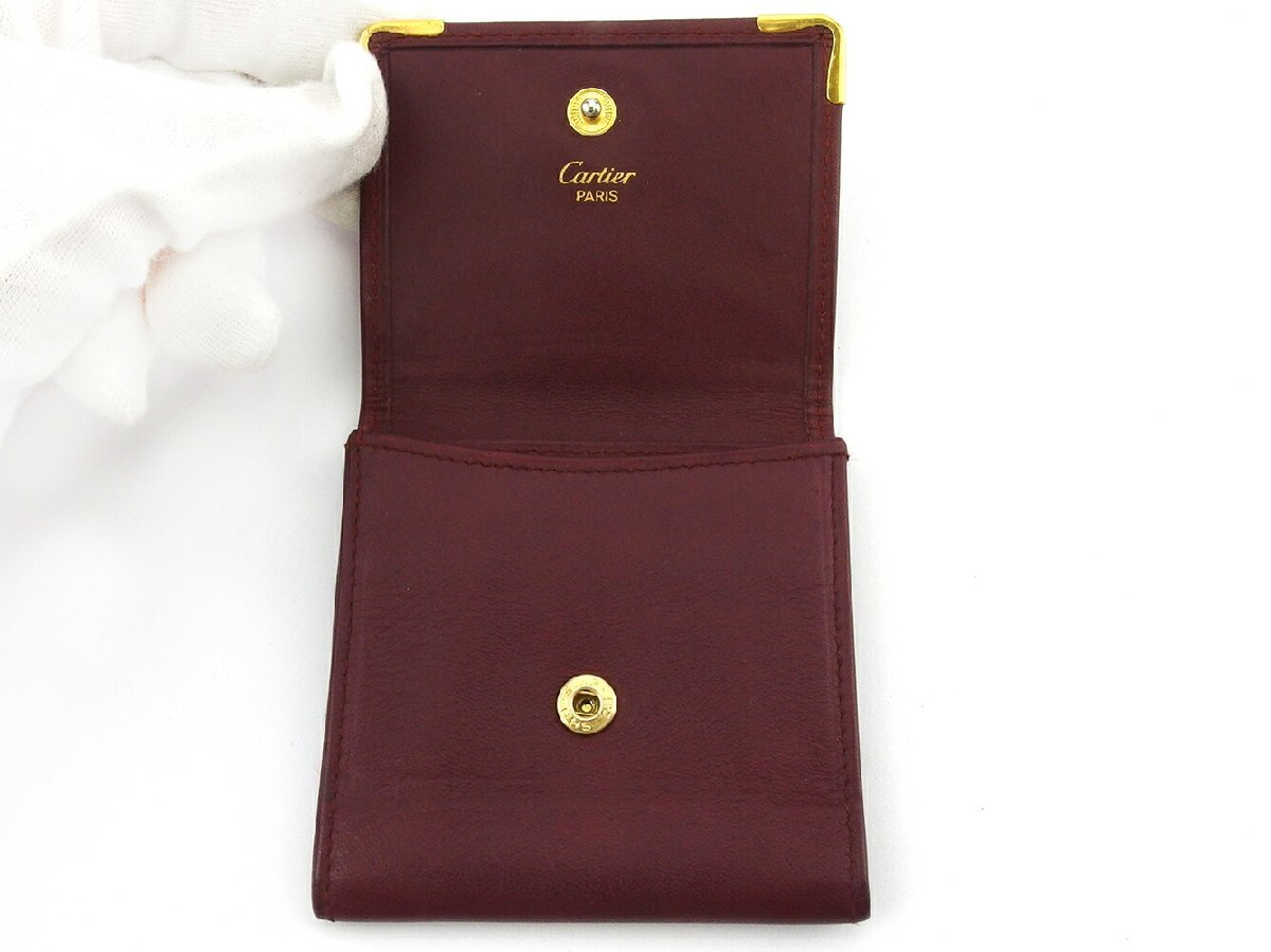 カルティエ CARTIER コインケース マストライン ボルドー ゴールド レディース 中古_画像4