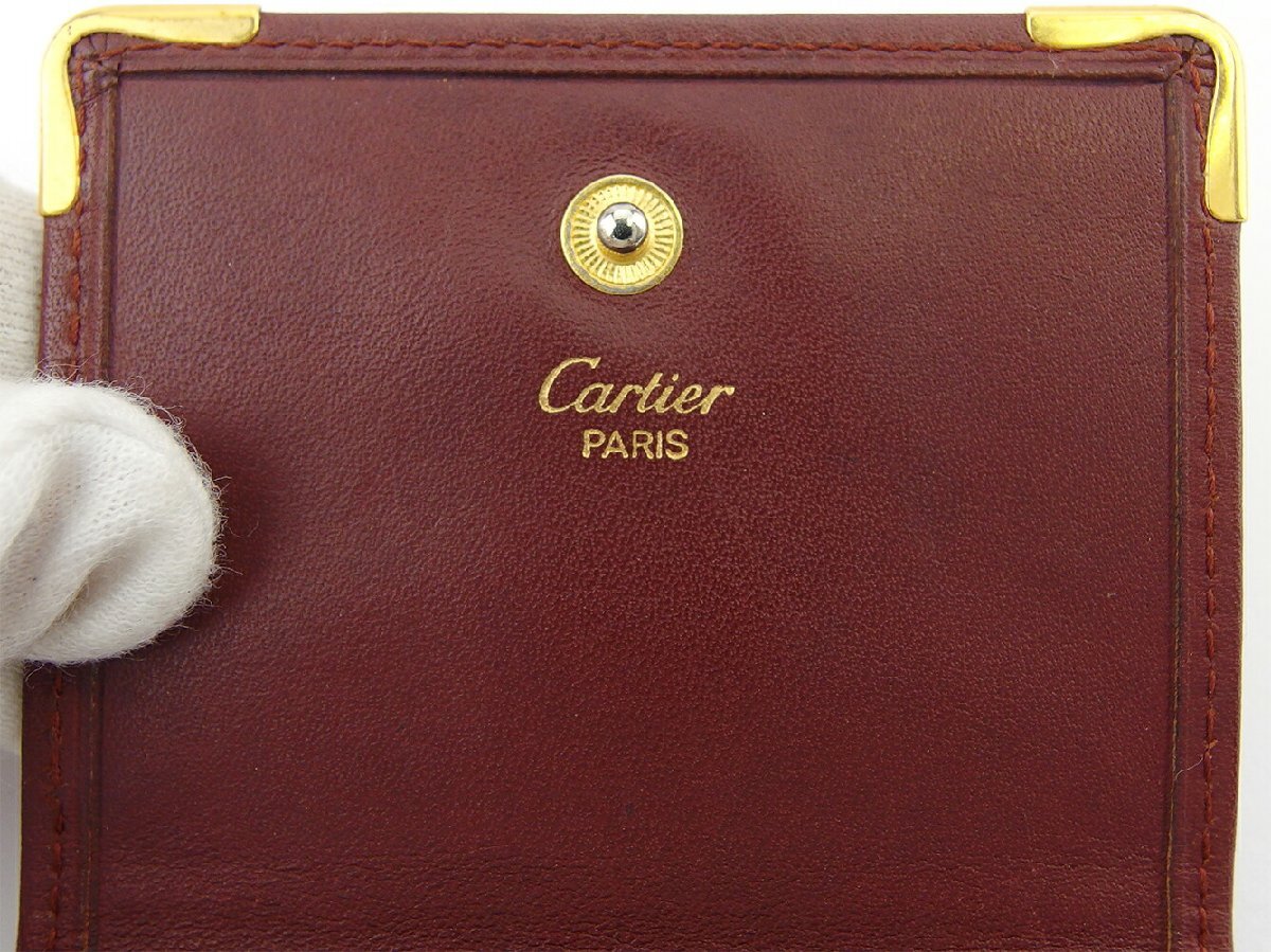カルティエ CARTIER コインケース マストライン ボルドー ゴールド レディース 中古_画像9