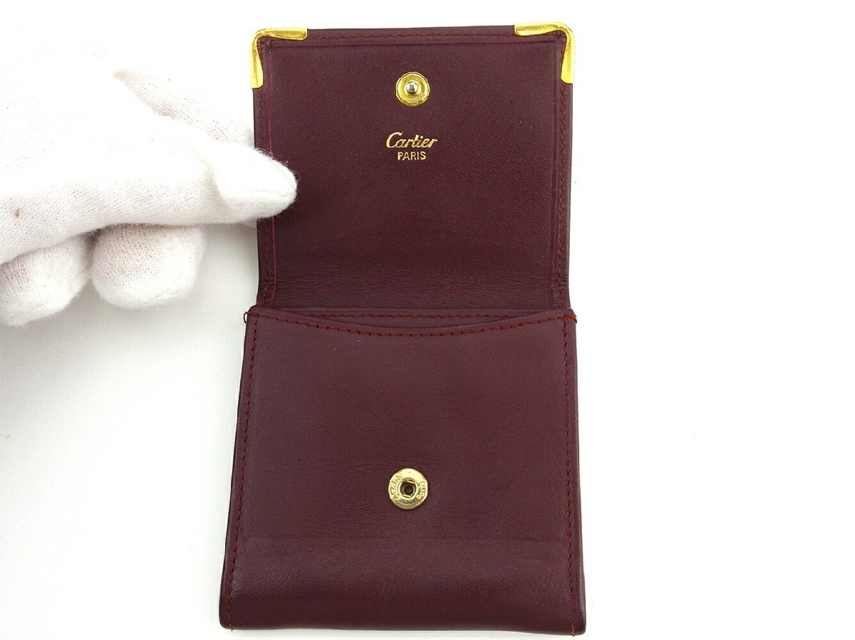 カルティエ CARTIER コインケース マストライン ボルドー ゴールド レディース 中古_画像4