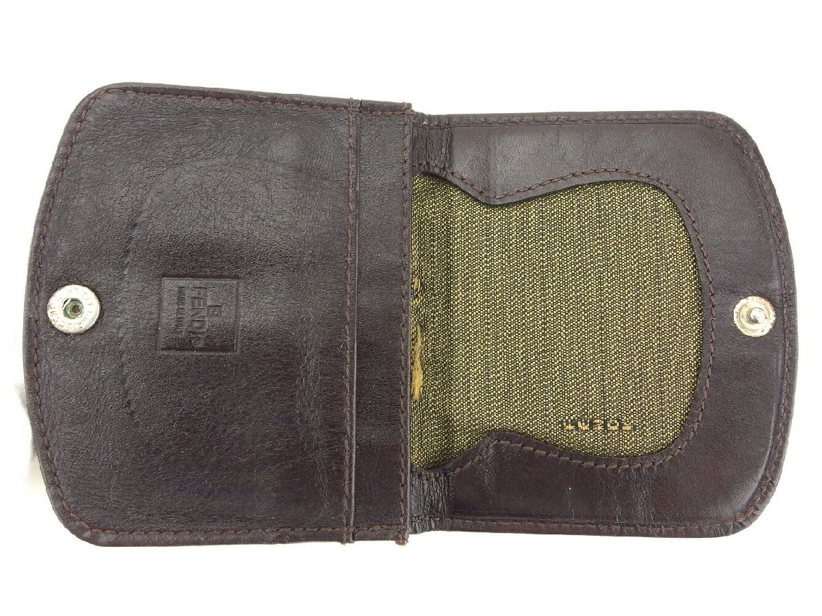 フェンディ FENDI コインケース ズッカ ブラック ベージュ ブラウン レディース 中古_画像4