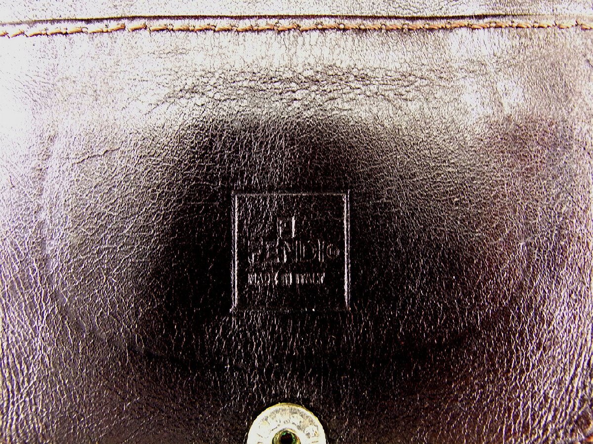 フェンディ FENDI コインケース ズッカ ブラック ベージュ ブラウン レディース 中古_画像6