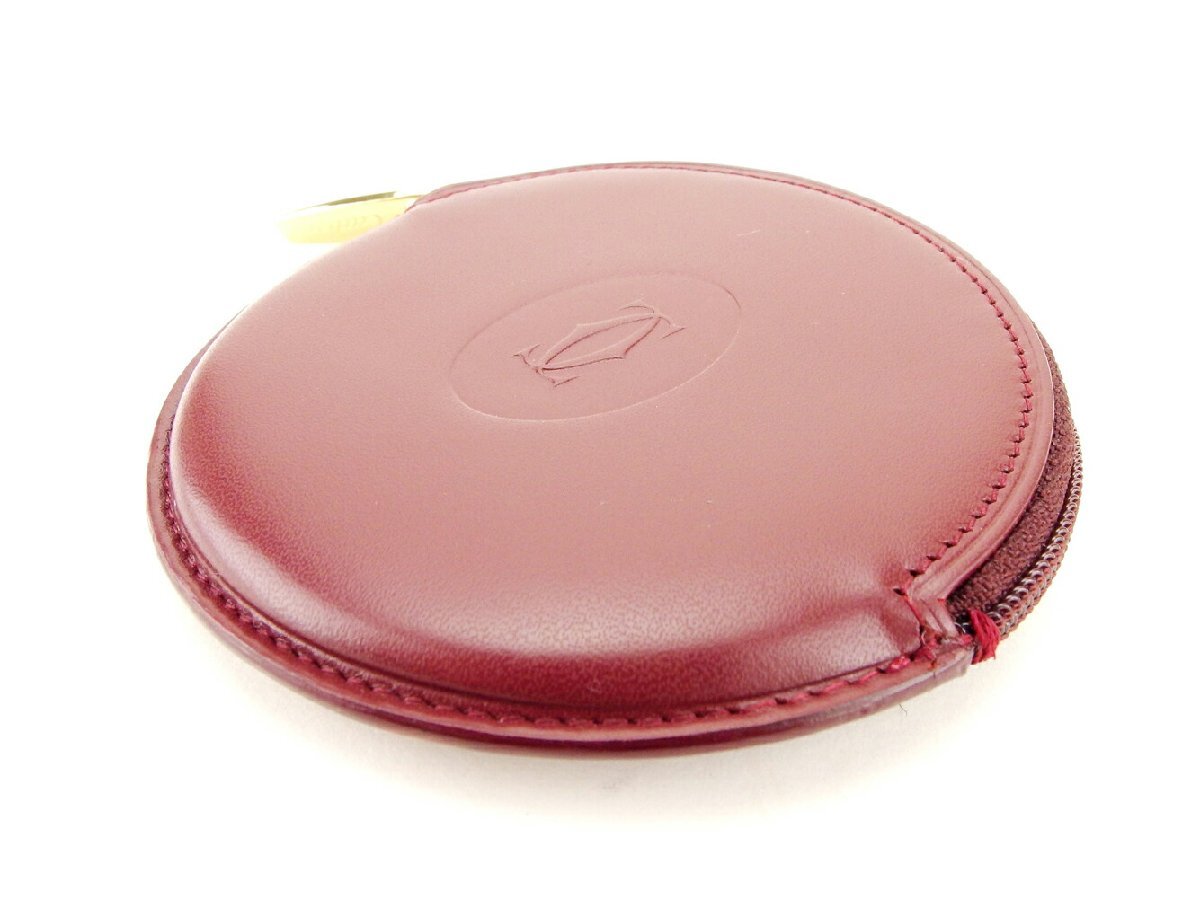 カルティエ CARTIER コインケース マストライン ラウンドフォルム ボルドー ゴールド レディース 中古_画像2