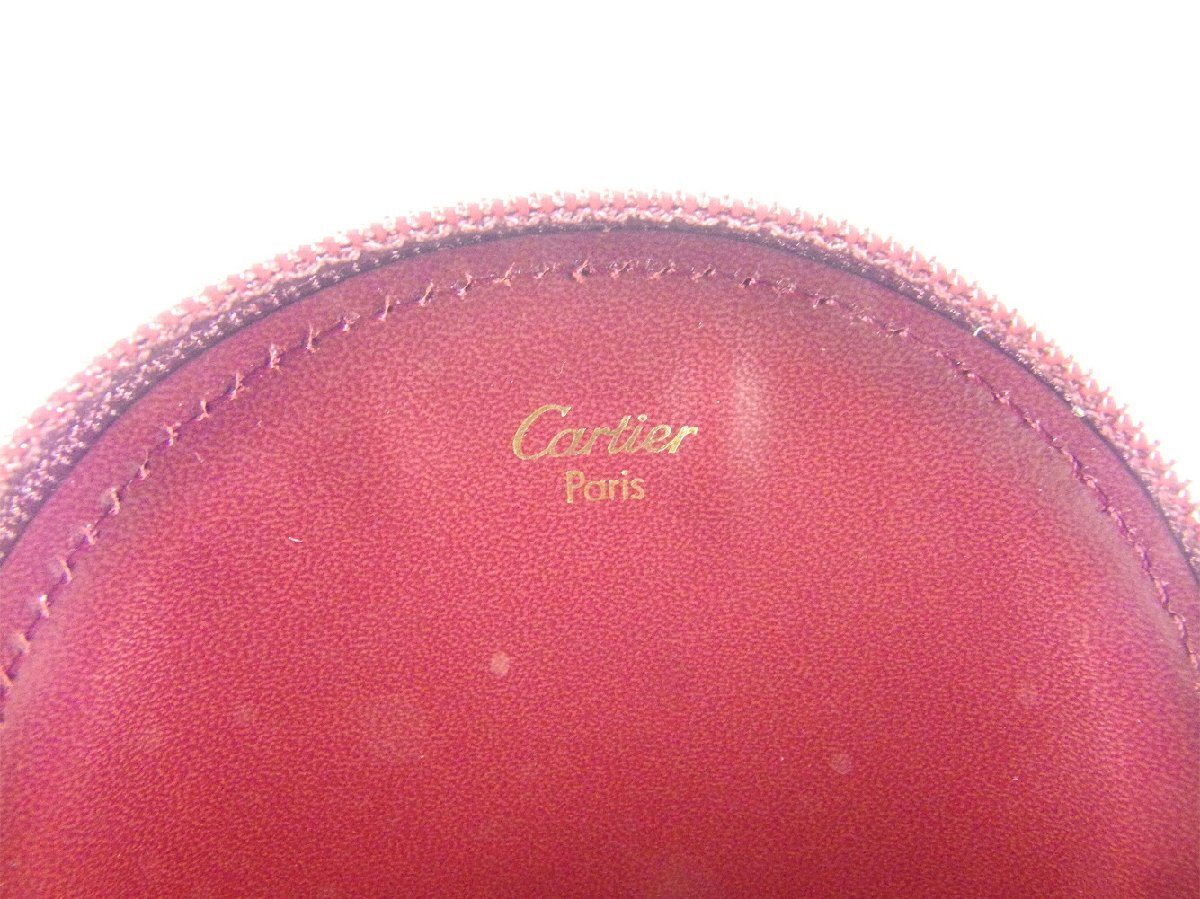 カルティエ CARTIER コインケース マストライン ラウンドフォルム ボルドー ゴールド レディース 中古_画像6