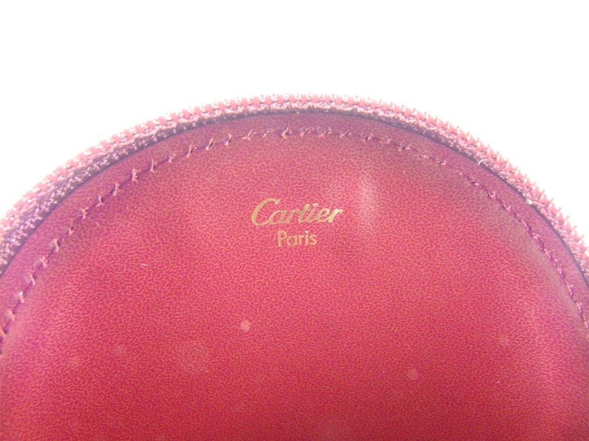 カルティエ CARTIER コインケース マストライン ラウンドフォルム ボルドー ゴールド レディース 中古_画像7