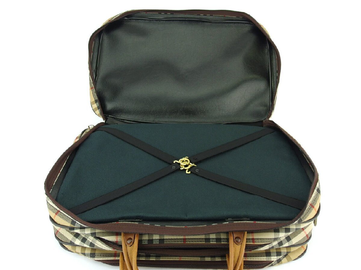バーバリー BURBERRY ボストンバッグ チェック ベージュ ブラック レッド ゴールド レディース 中古