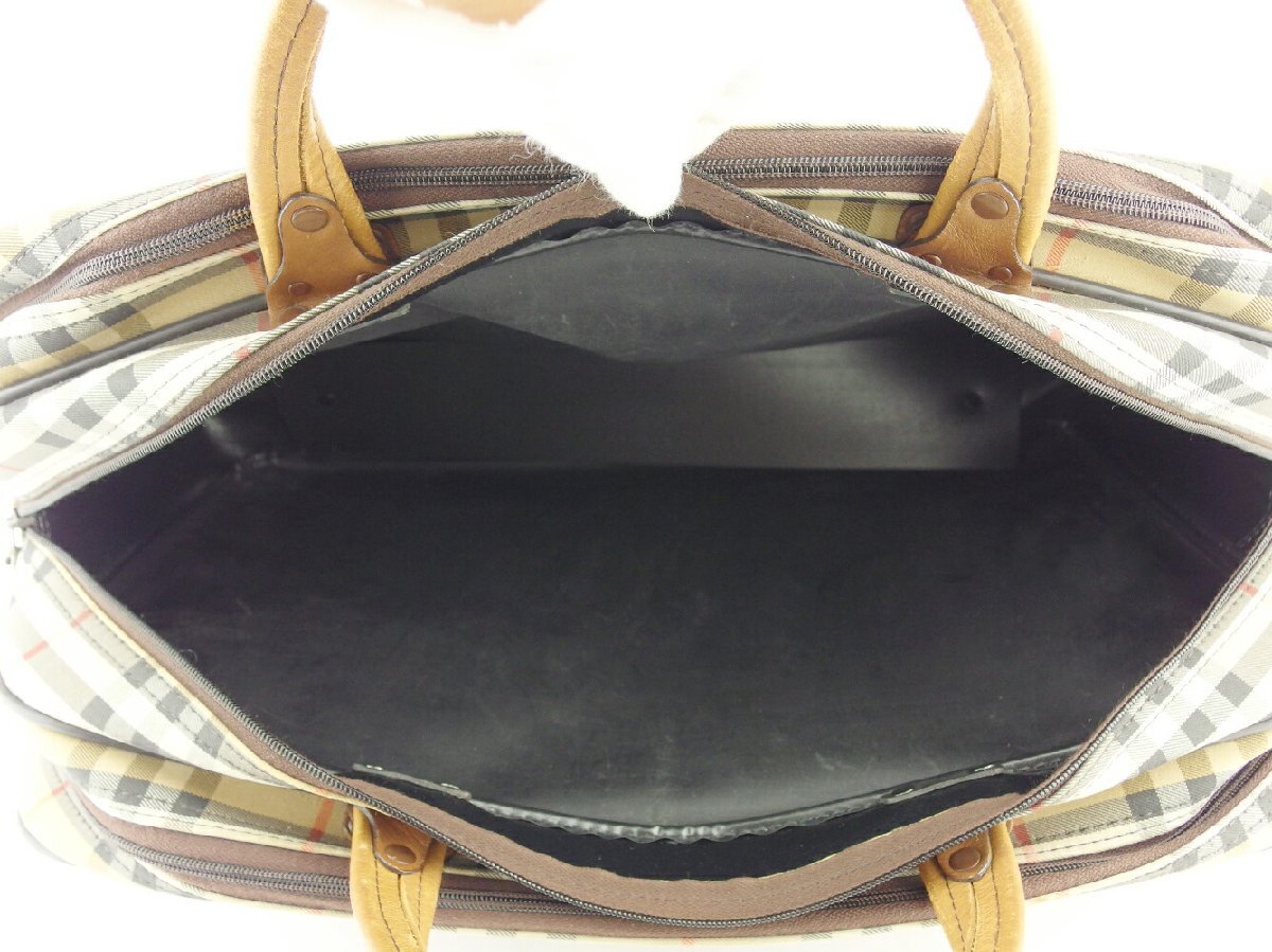 バーバリー BURBERRY ボストンバッグ チェック ベージュ ブラック レッド ゴールド レディース 中古