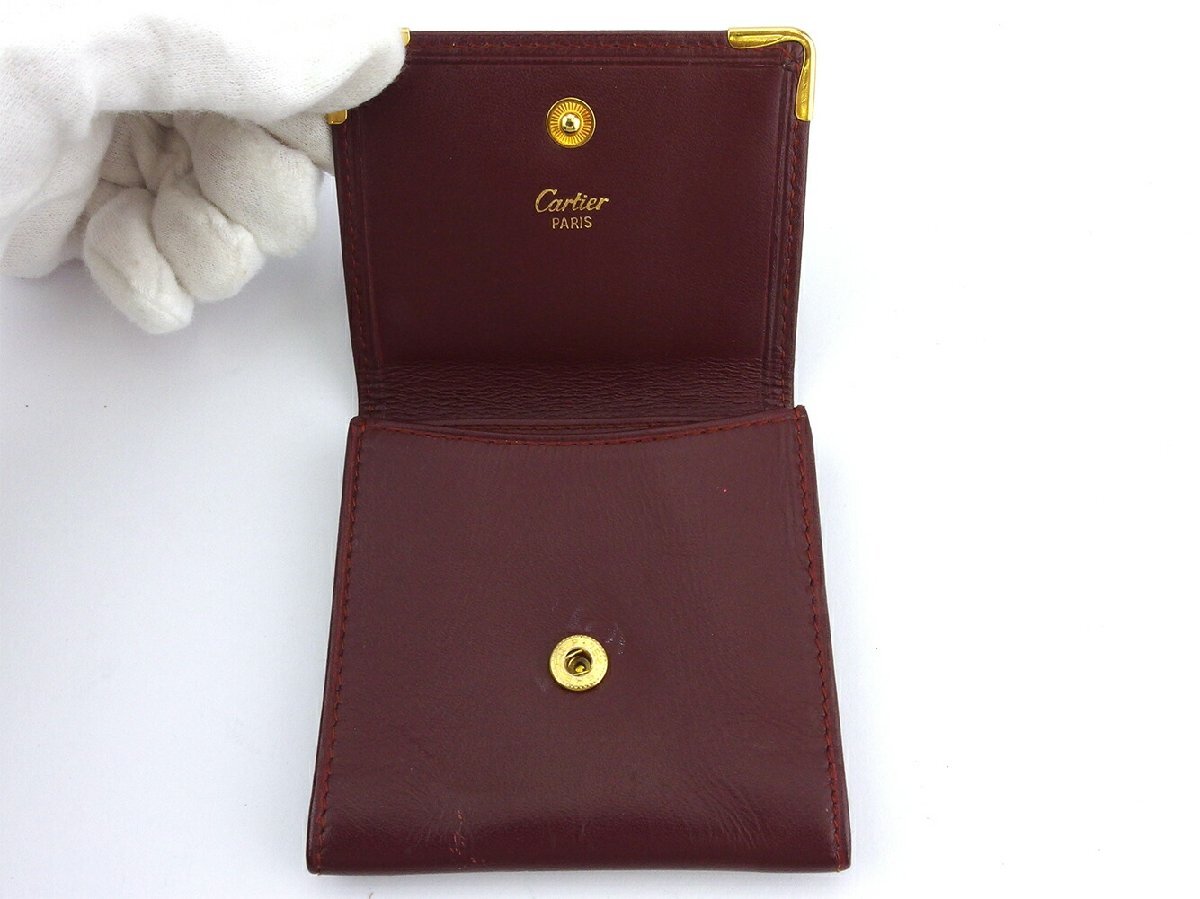 カルティエ CARTIER コインケース マストライン ボルドー ゴールド レディース 中古_画像4
