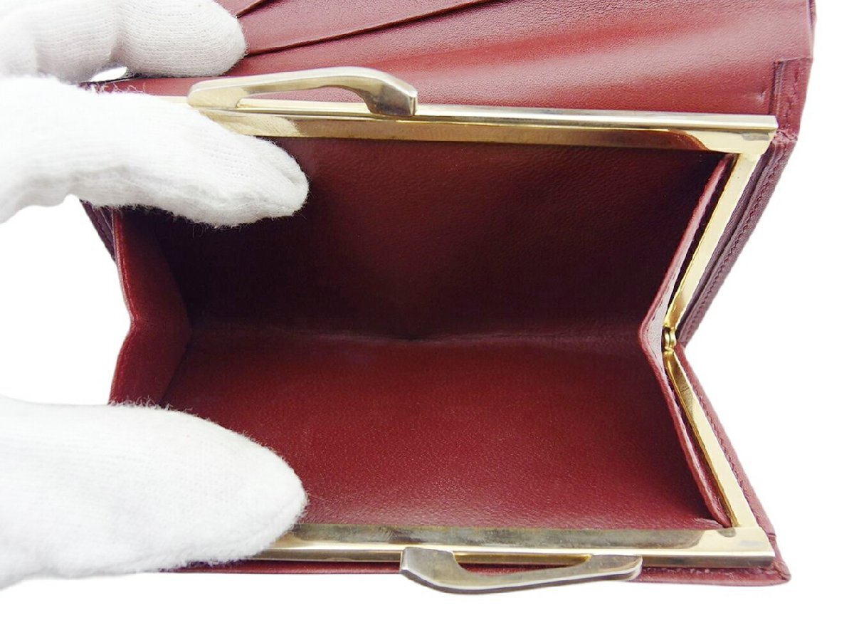 【30%OFFクーポン】カルティエ CARTIER 三つ折り財布 マストライン ボルドー ゴールド レディース 中古_画像5