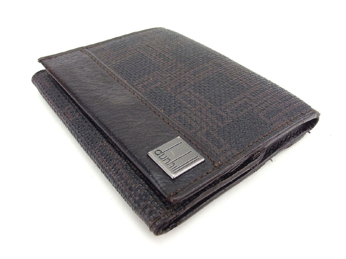 【30%OFFクーポン】ダンヒル Dunhill コインケース ディーエイト ブラック ブラウン レディース 中古_画像2