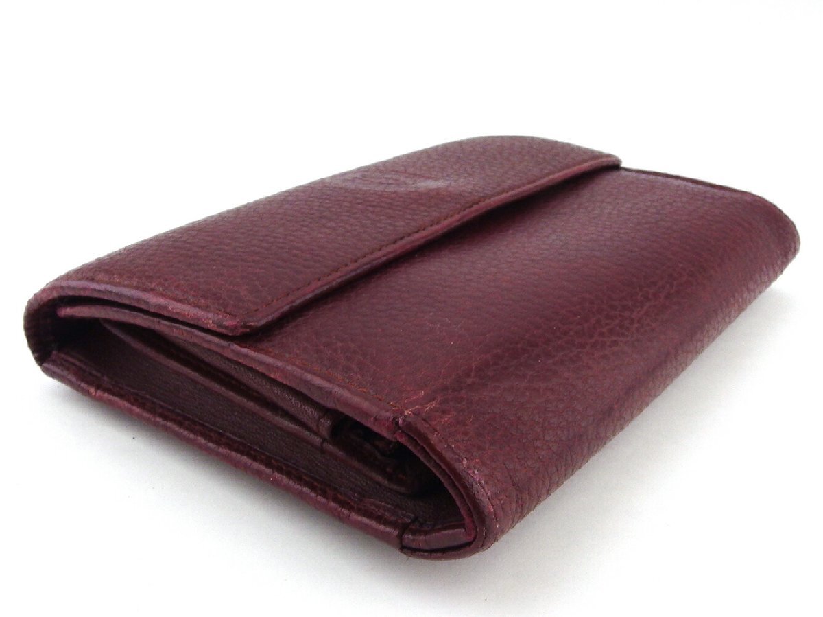 【30%OFFクーポン】カルティエ CARTIER 三つ折り財布 マストライン ボルドー ゴールド レディース 中古_画像3