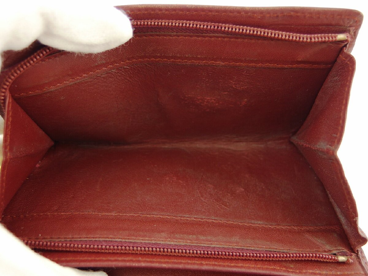 【30%OFFクーポン】カルティエ CARTIER 三つ折り財布 マストライン ボルドー ゴールド レディース 中古_画像9