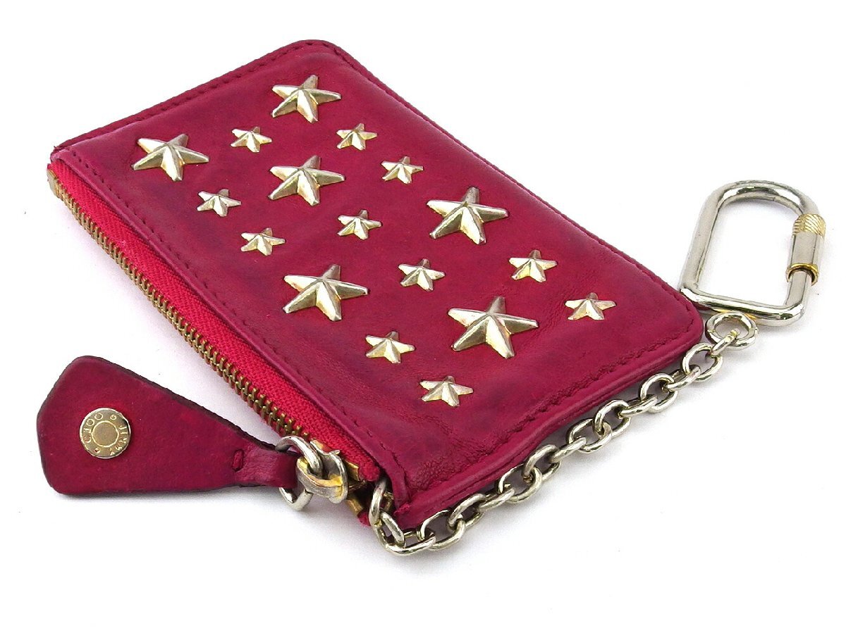 【30%OFFクーポン】ジミーチュウ JIMMY CHOO コインケース スタースタッズ ピンク シルバー ゴールド レディース 中古_画像2