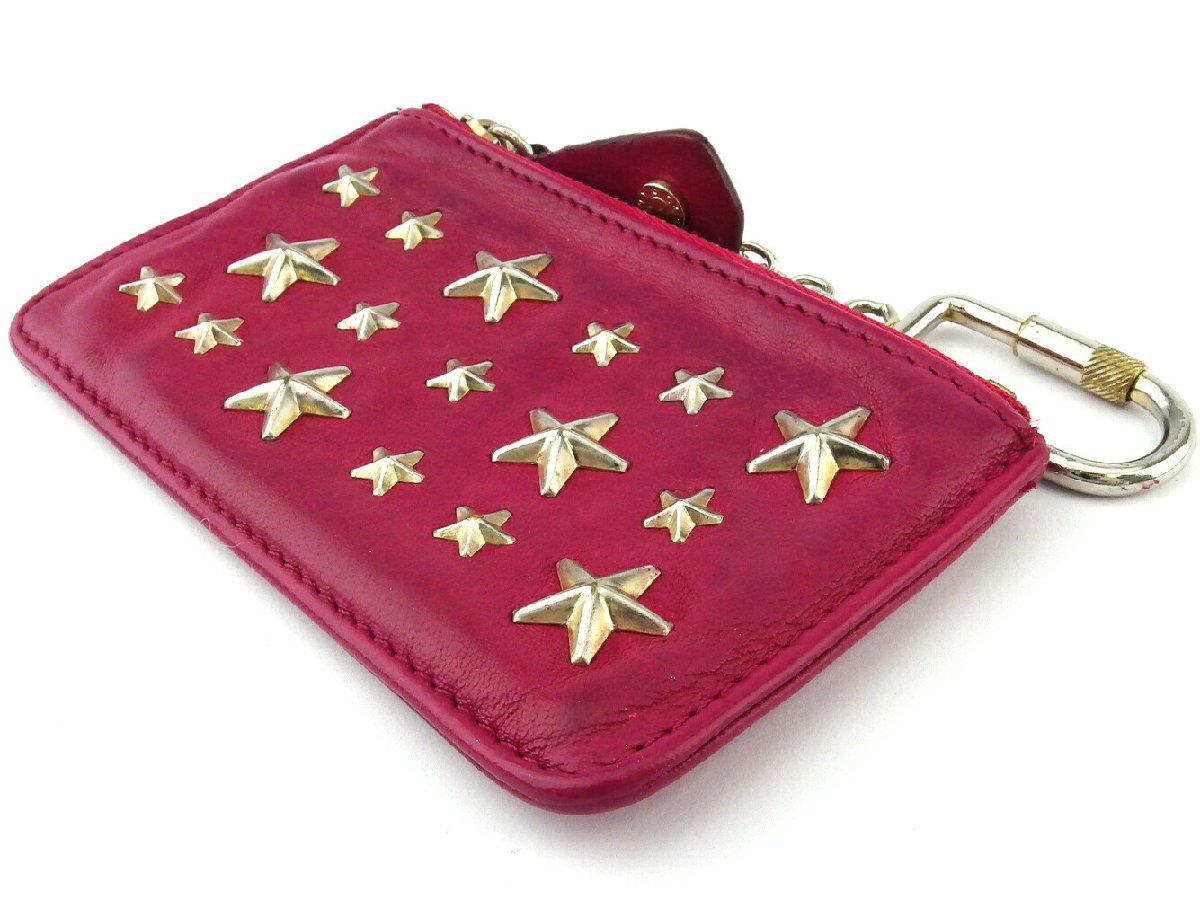 【30%OFFクーポン】ジミーチュウ JIMMY CHOO コインケース スタースタッズ ピンク シルバー ゴールド レディース 中古_画像3