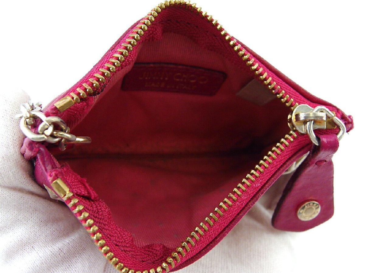 【30%OFFクーポン】ジミーチュウ JIMMY CHOO コインケース スタースタッズ ピンク シルバー ゴールド レディース 中古_画像4
