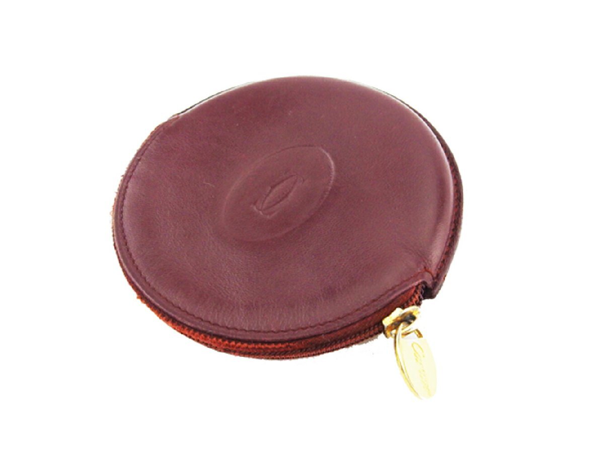 【30%OFFクーポン】カルティエ CARTIER コインケース マストライン ラウンドフォルム ボルドー ゴールド レディース 中古_画像2