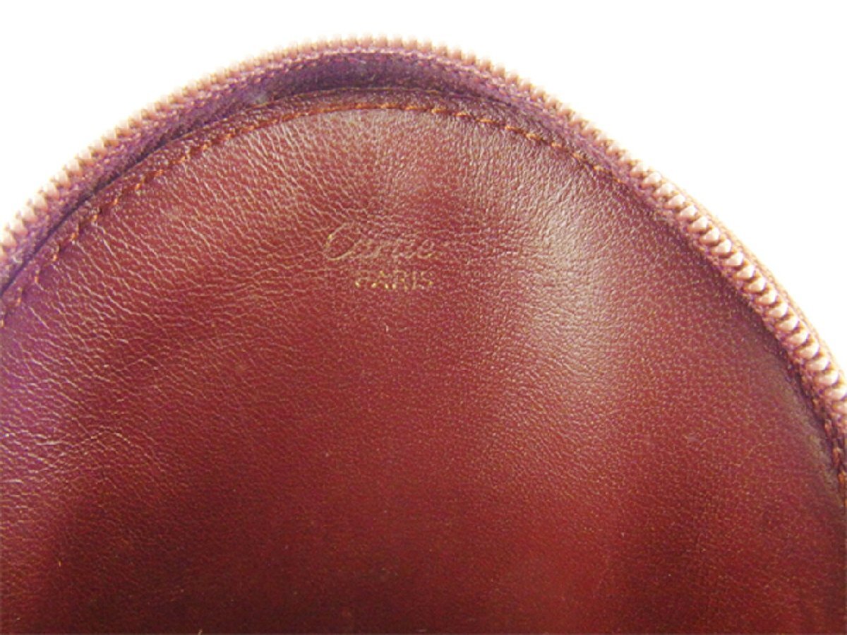 【30%OFFクーポン】カルティエ CARTIER コインケース マストライン ラウンドフォルム ボルドー ゴールド レディース 中古_画像5