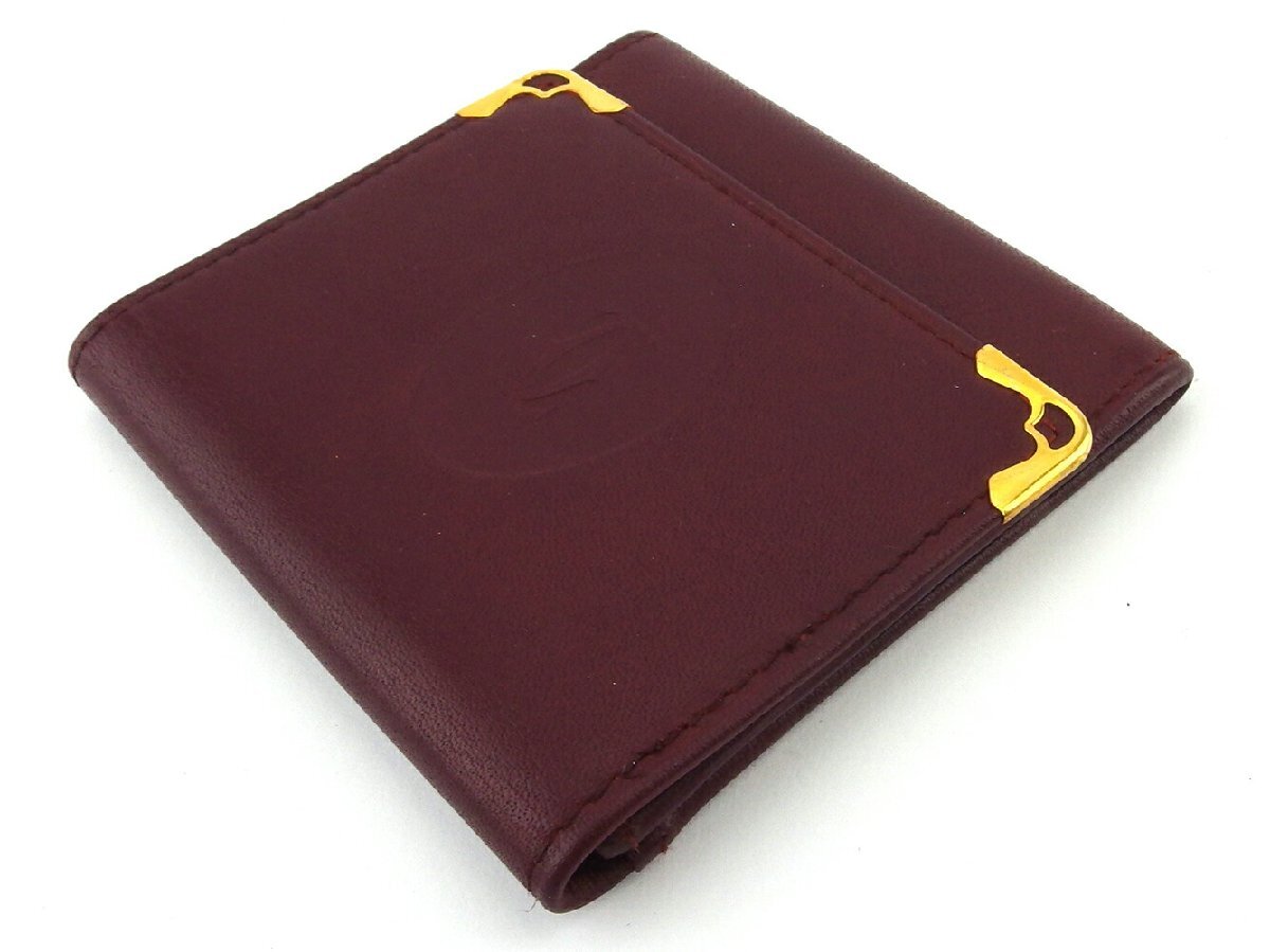 【30%OFFクーポン】カルティエ CARTIER コインケース マストライン ボルドー ゴールド レディース 中古_画像2