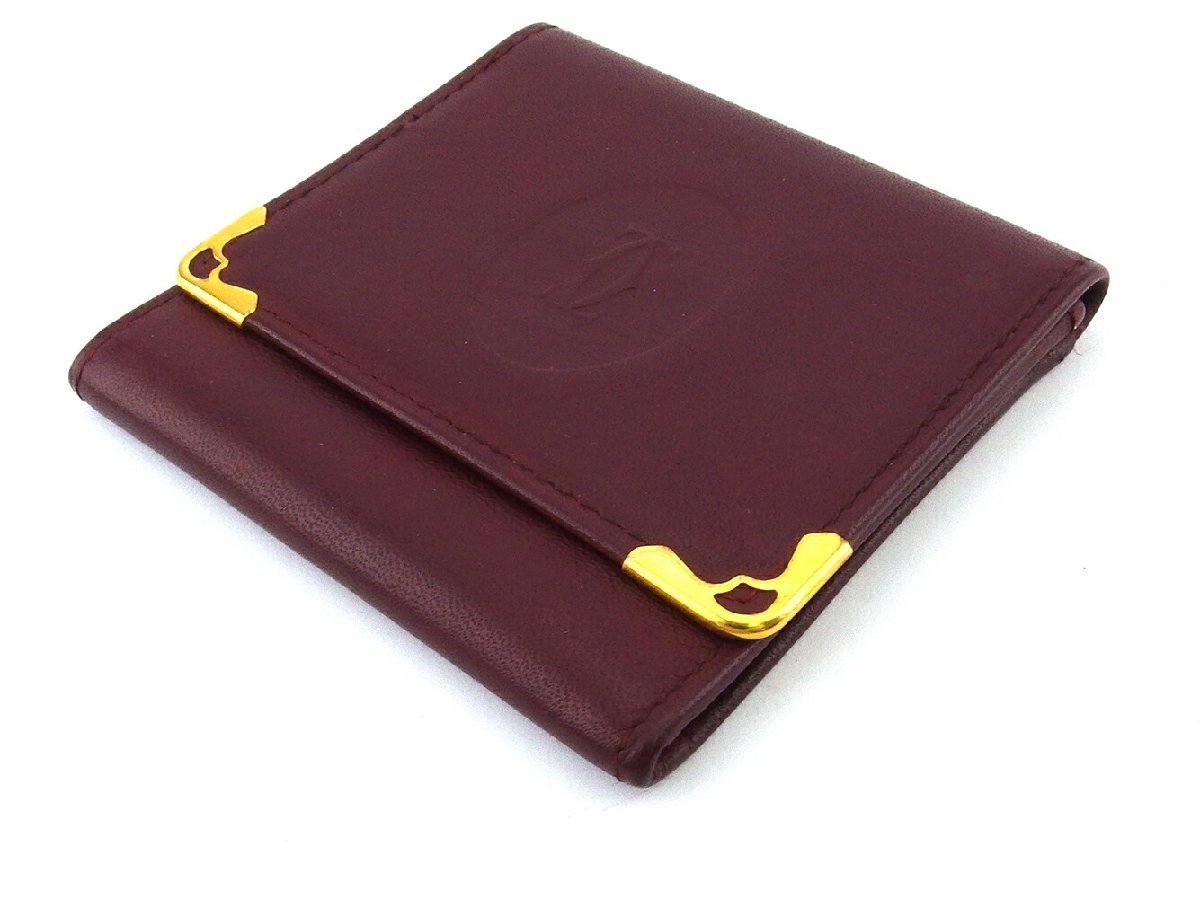 【30%OFFクーポン】カルティエ CARTIER コインケース マストライン ボルドー ゴールド レディース 中古_画像3