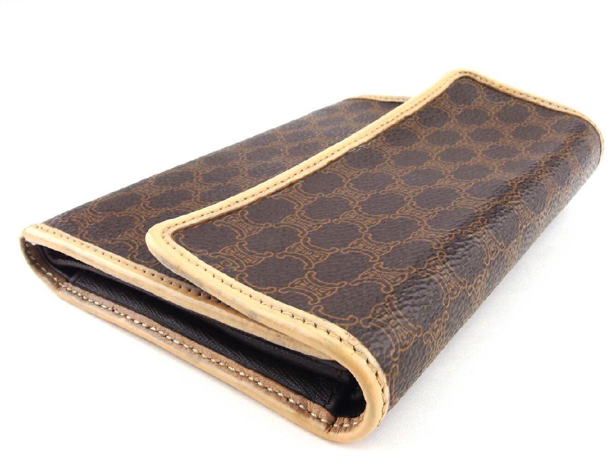 【30%OFFクーポン】セリーヌ CELINE 三つ折り財布 マカダム ブラウン ベージュ レディース 中古_画像2